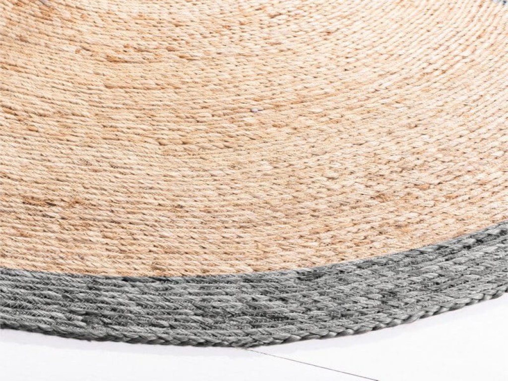 Χαλί Γιούτα Στρογγυλό Βαμβακερό Γκρι Γαρύφαλλο Πλέξη | Γαρύφαλλο - Λευκά Είδη